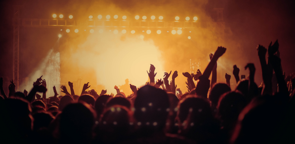 Publiek met handen in de lucht tijdens een concert